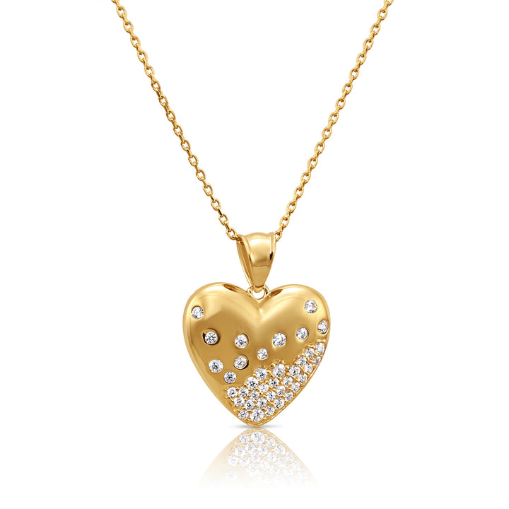 14K Yellow Gold Cubic Zirconia Heart Pendant