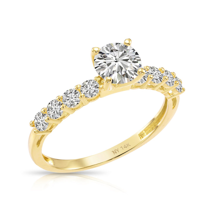 14k Gold Solitaire Cubic Zirconia Engagement Ring