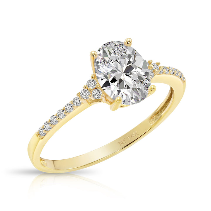 14k Gold Solitaire Oval Cut Cubic Zirconia Engagement Ring