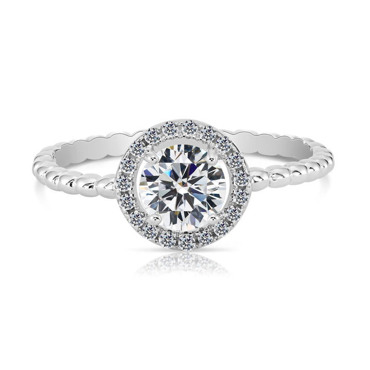 Sterling Silver Cubic Zirconia Round Halo Engagement Ring