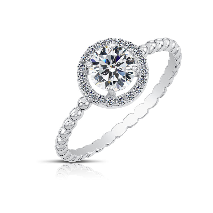 Sterling Silver Cubic Zirconia Round Halo Engagement Ring