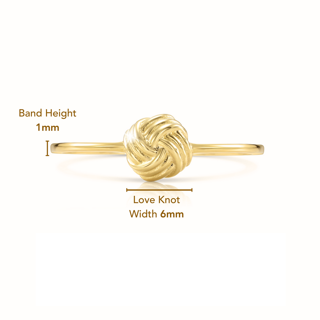 14k Solid Yellow Gold Love Knot Stackable Ring