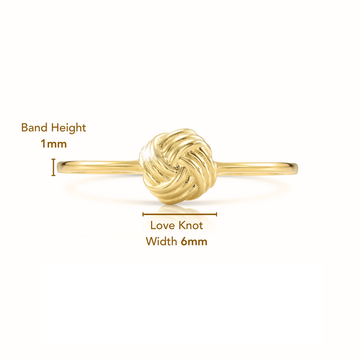 14k Solid Yellow Gold Love Knot Stackable Ring