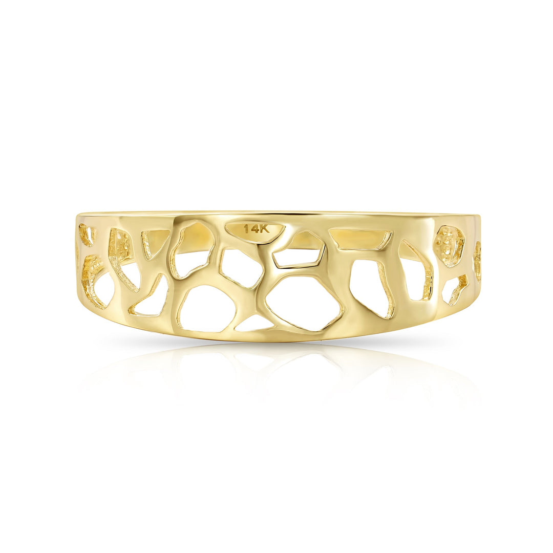 14k Solid Yellow Gold Openwork Stackable Ring