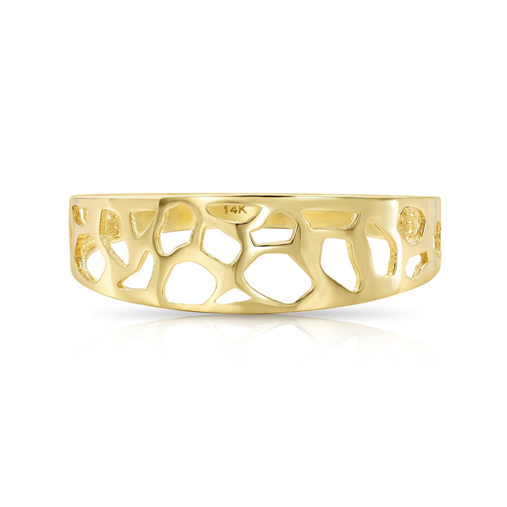 14k Solid Yellow Gold Openwork Stackable Ring