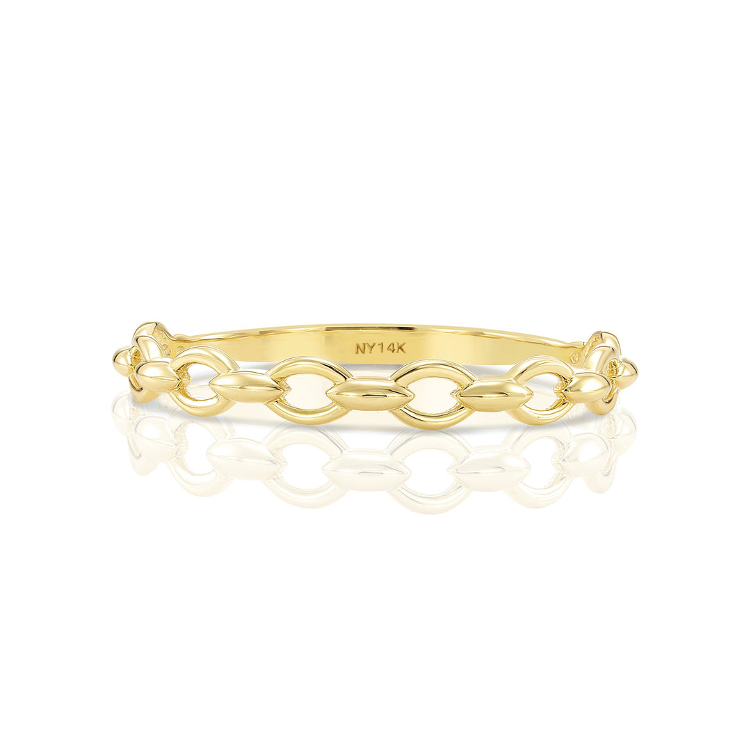 14k Solid Gold Stackable Chain Link Ring
