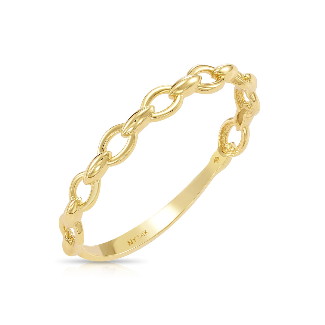 14k Solid Gold Stackable Chain Link Ring