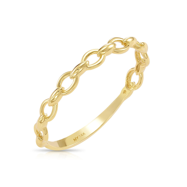14k Solid Gold Stackable Chain Link Ring