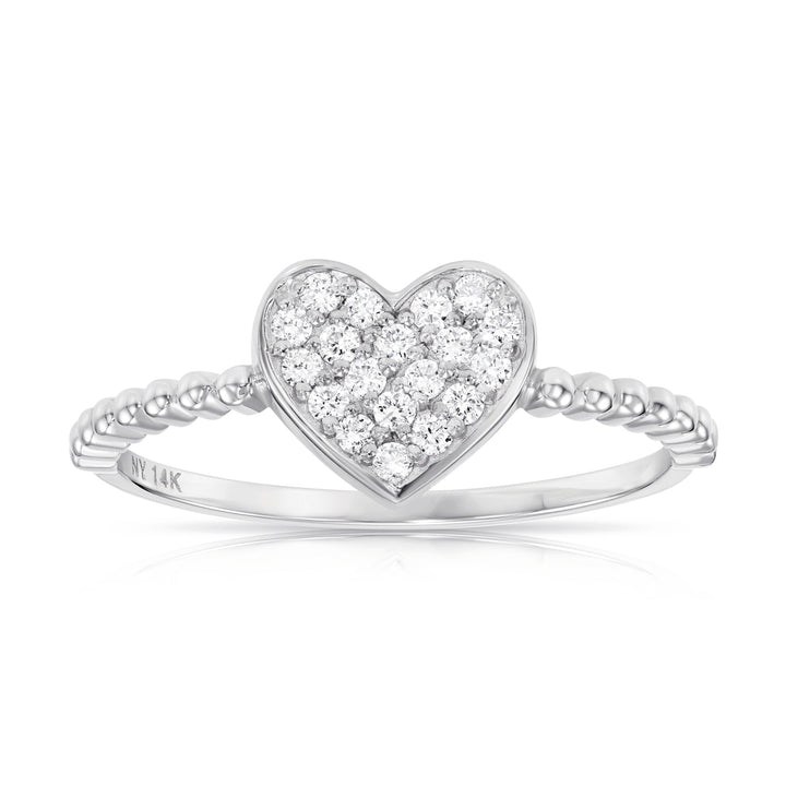 14K White Gold Lab Diamond Stackable Heart Ring