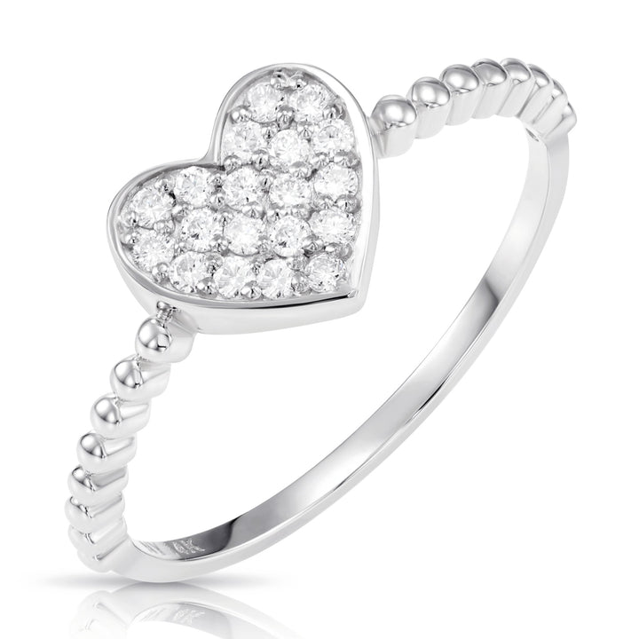 14K White Gold Lab Diamond Stackable Heart Ring
