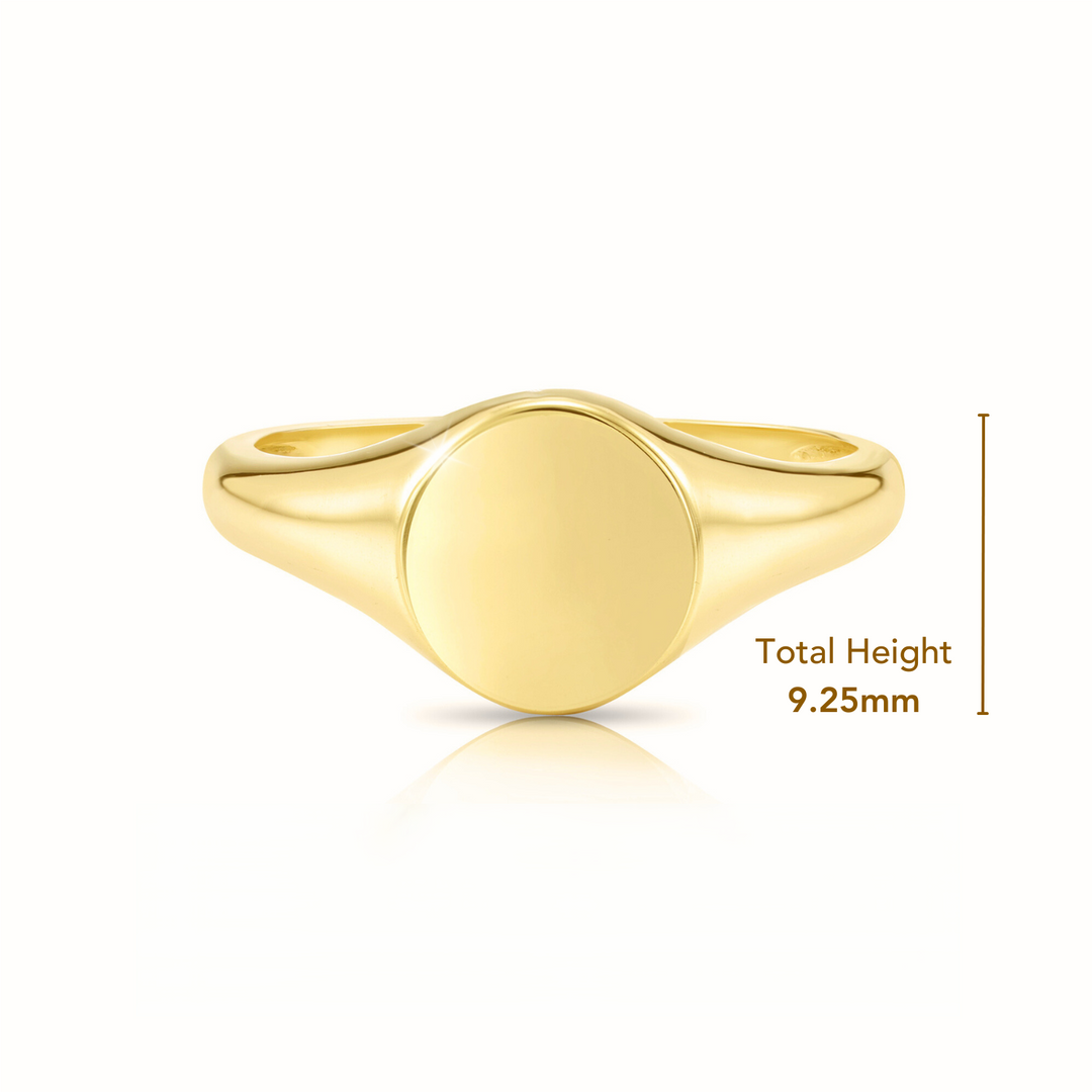14k Solid Gold Round Signet Stackable Ring