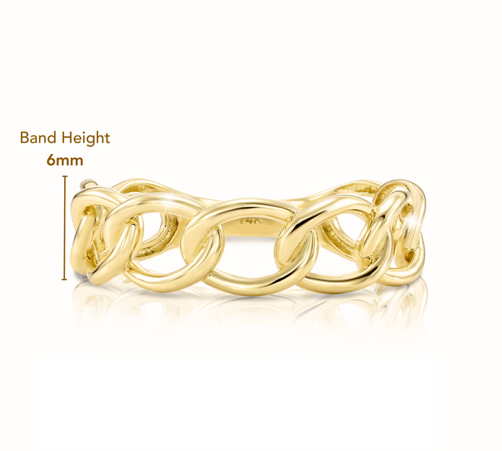 14k Solid Gold Stackable Cuban Link Interlocking Ring