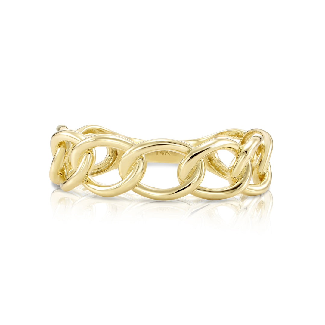 14k Solid Gold Stackable Cuban Link Interlocking Ring