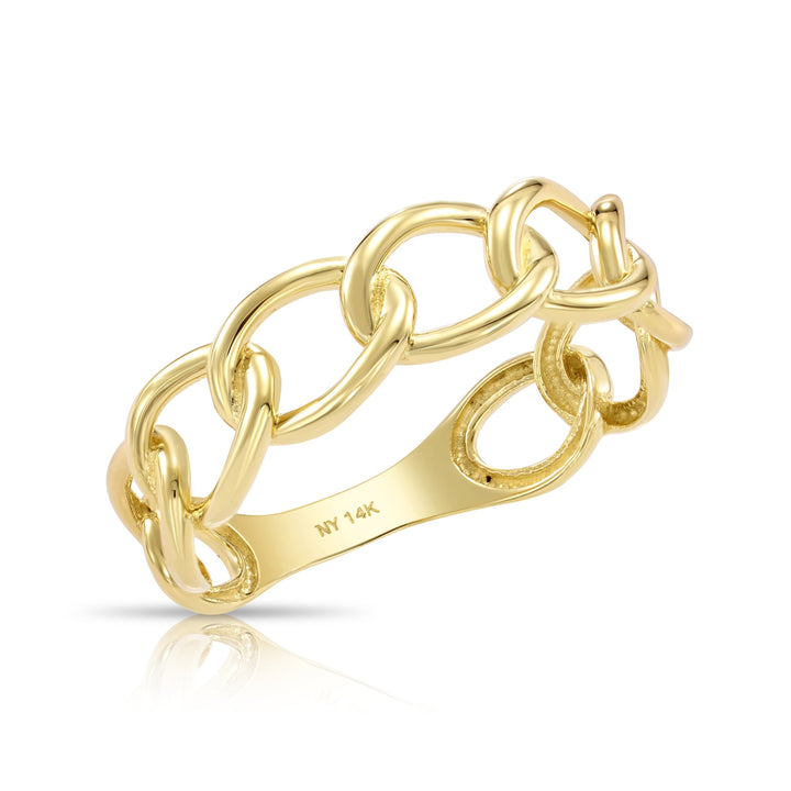 14k Solid Gold Stackable Cuban Link Interlocking Ring