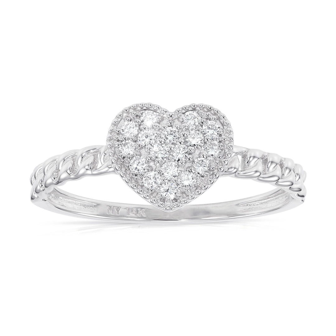 14K Gold Lab Diamond Stackable Heart Ring