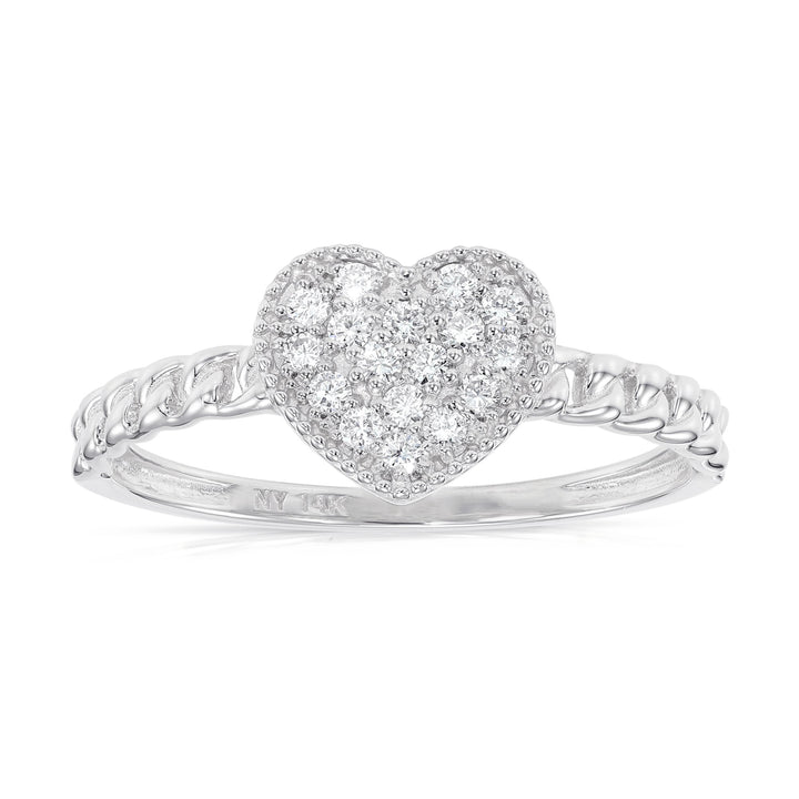 14K Gold Lab Diamond Stackable Heart Ring