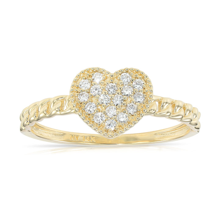 14K Gold Lab Diamond Stackable Heart Ring