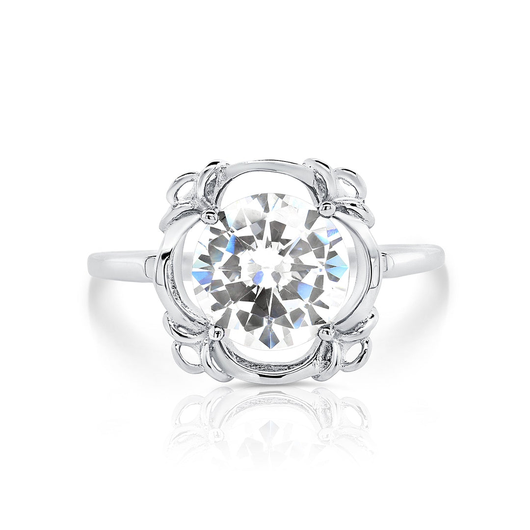 Sterling Silver Cubic Zirconia Large Center Birthstone Ring NYR9437
