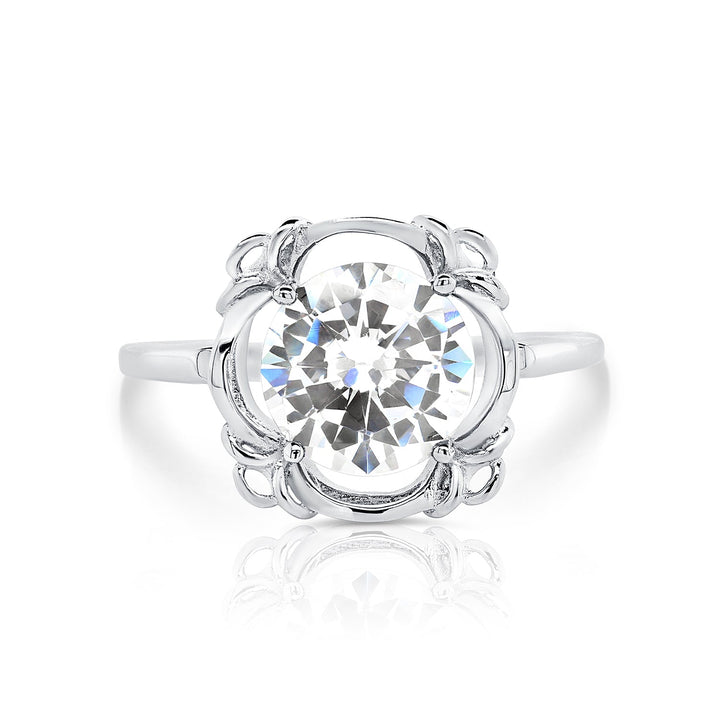 Sterling Silver Cubic Zirconia Large Center Birthstone Ring NYR9437
