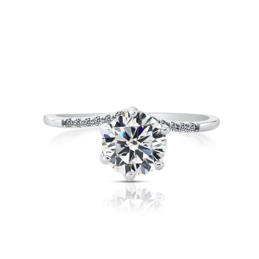 Sterling Silver Cubic Zirconia Round Brilliant Engagement Ring