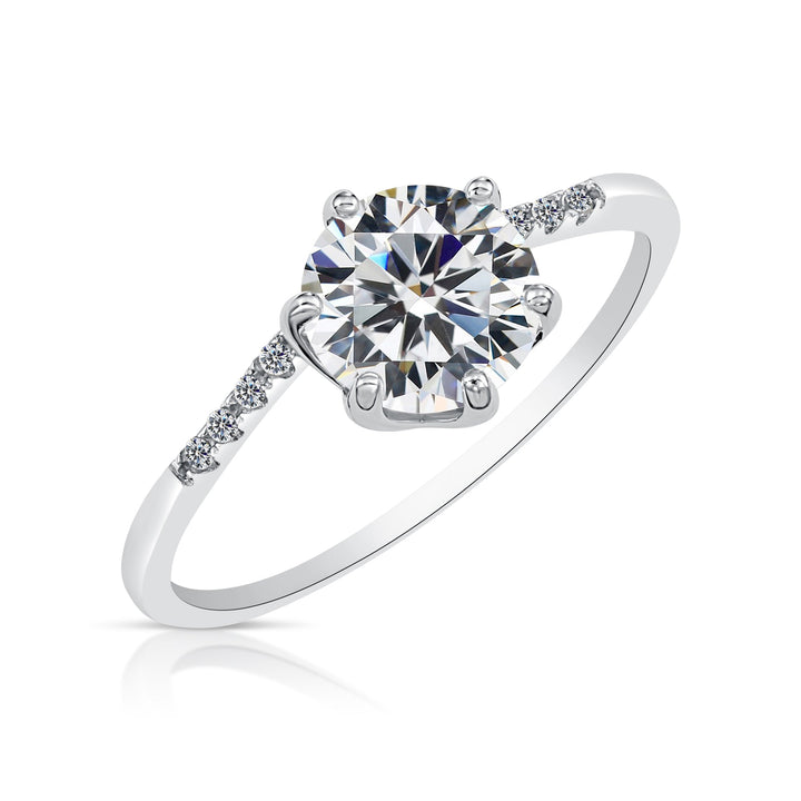 Sterling Silver Cubic Zirconia Round Brilliant Engagement Ring