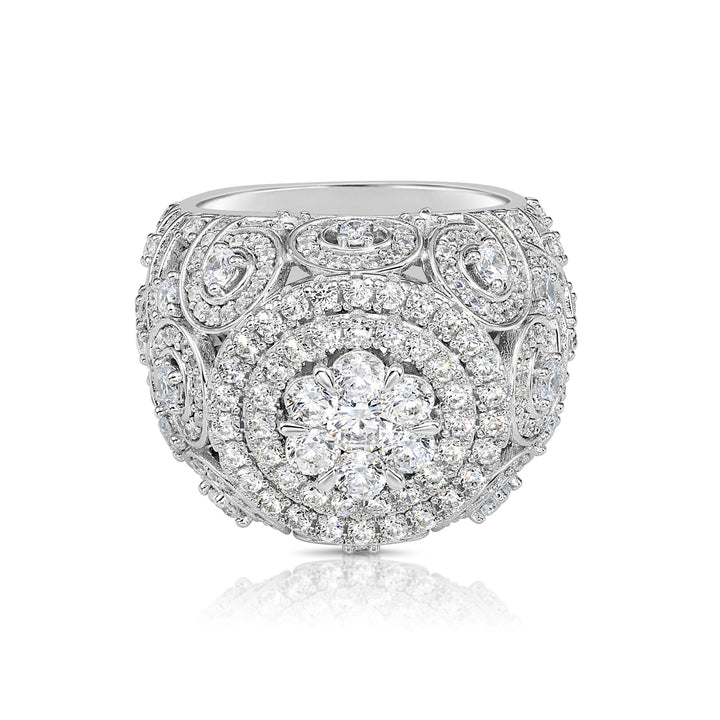 Solid Silver Mens Ring with Cubic Zirconia Stones