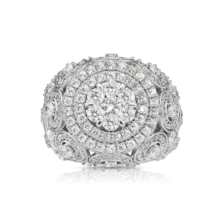 Solid Silver Mens Ring with Cubic Zirconia Stones
