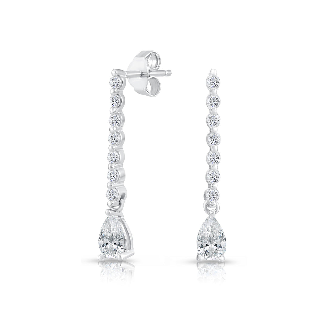 925 Sterling Silver Cubic Zirconia Pear Dangle Bridal Earrings