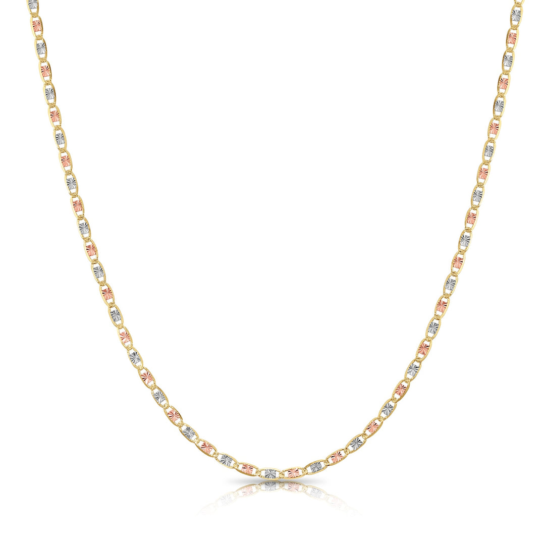 14K Yellow Gold Tri-Tone Valentino Link Chain