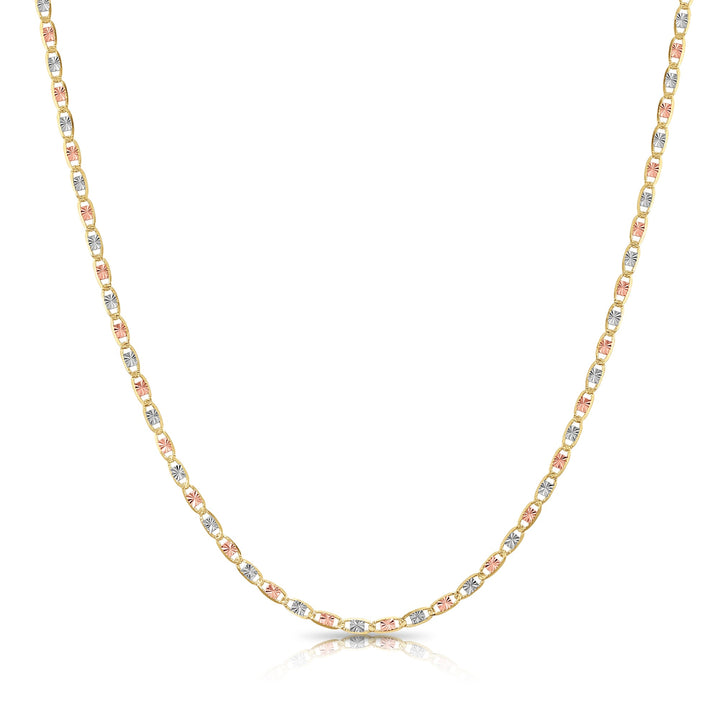 14K Yellow Gold Tri-Tone Valentino Link Chain