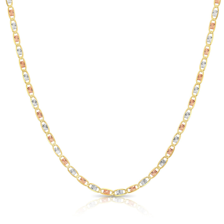 14K Yellow Gold Tri-Tone Valentino Link Chain
