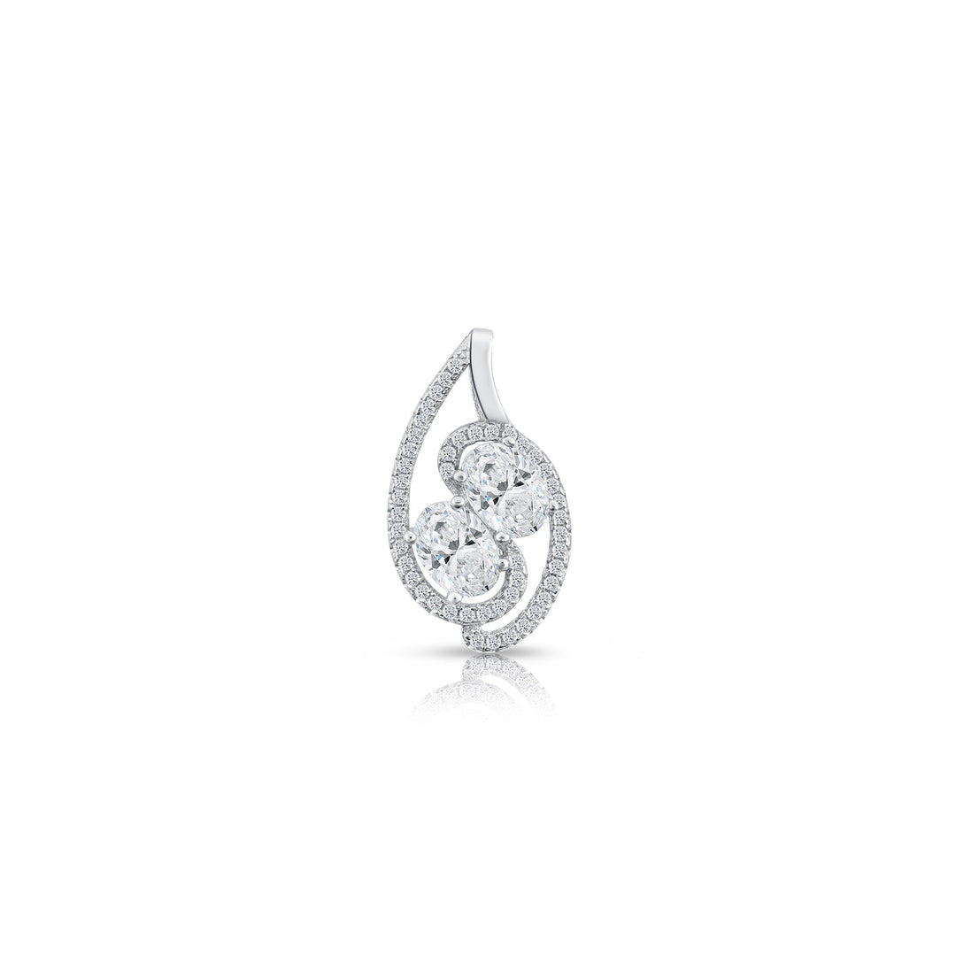 925 Sterling Silver 2 Oval Cubic Zirconia Swirl Pendant - Omit - Duplicate.