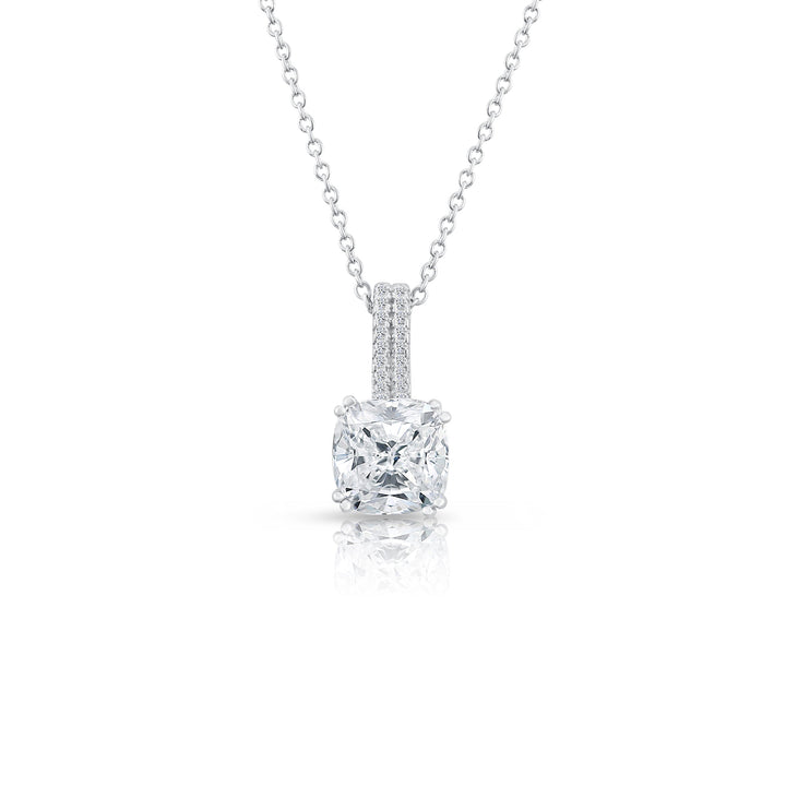 925 Sterling Silver Cushion Solitaire Pendant Necklace