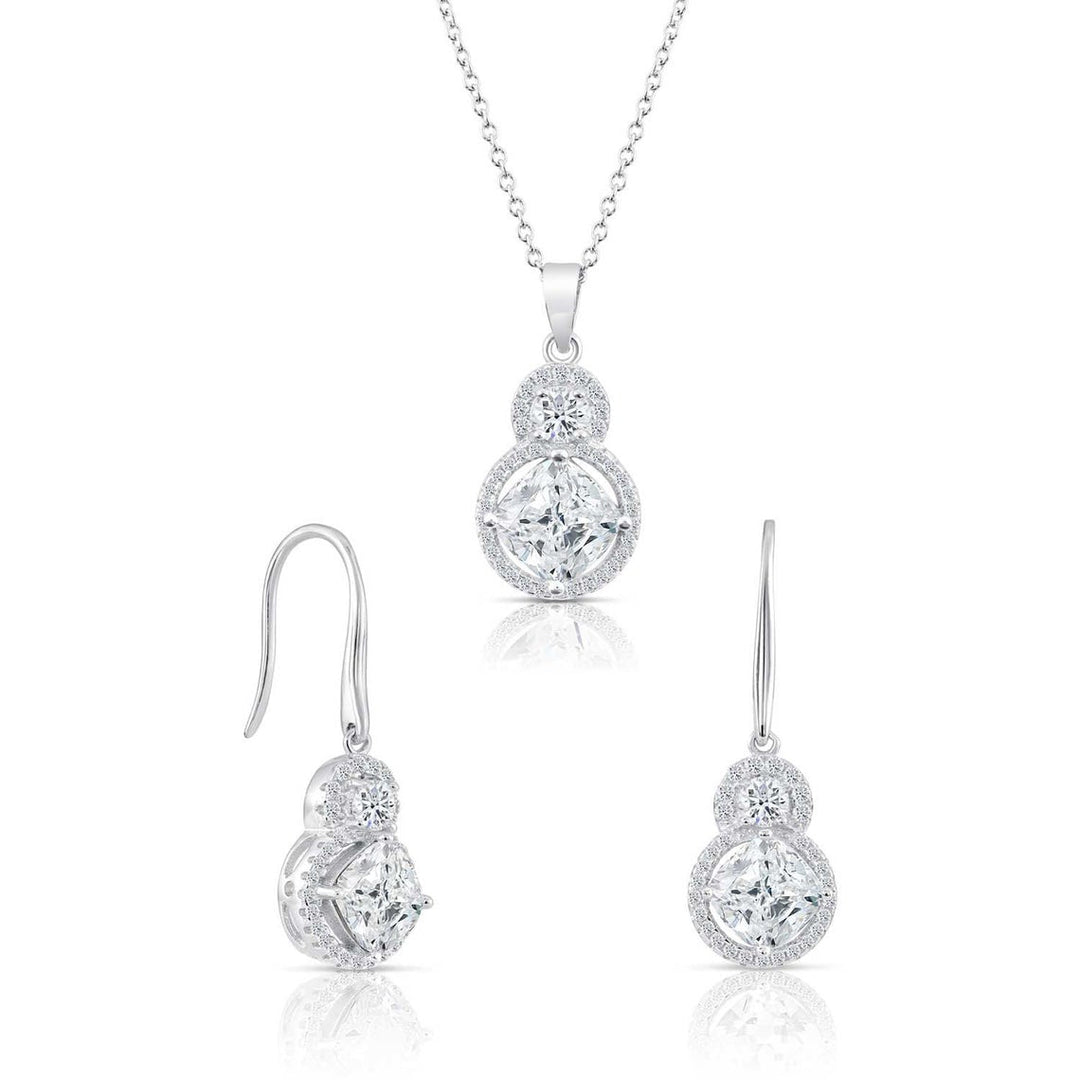 925 Sterling Silver Halo Cushion Bridal Pendant Necklace