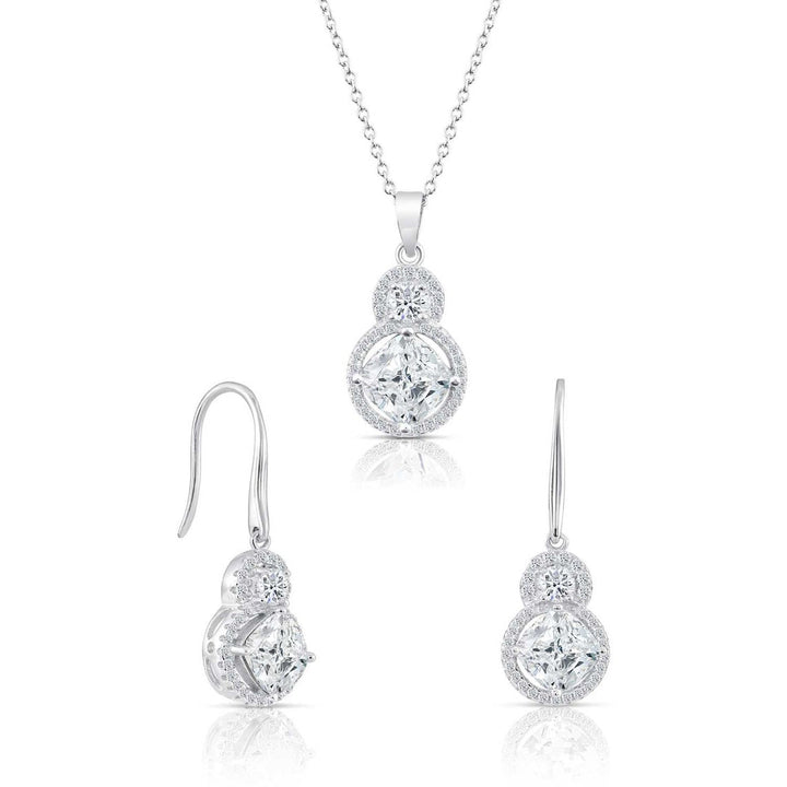 925 Sterling Silver Halo Cushion Bridal Pendant Necklace