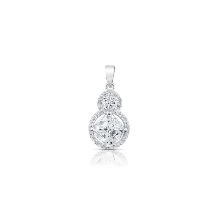 925 Sterling Silver Halo Cushion Bridal Pendant Necklace