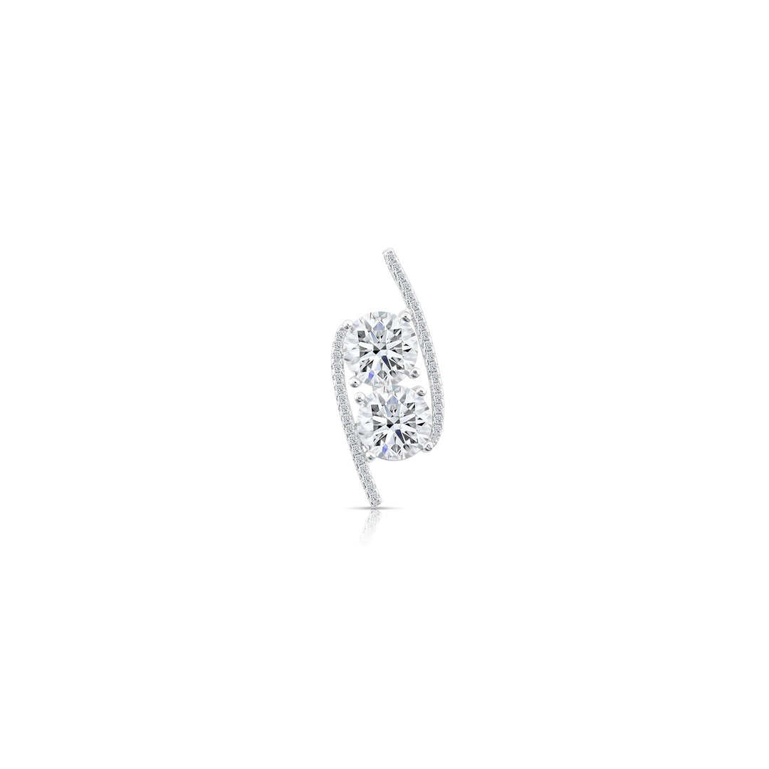 925 Sterling Silver 2 Round Stone Cubic Zirconia Bridal Pendant