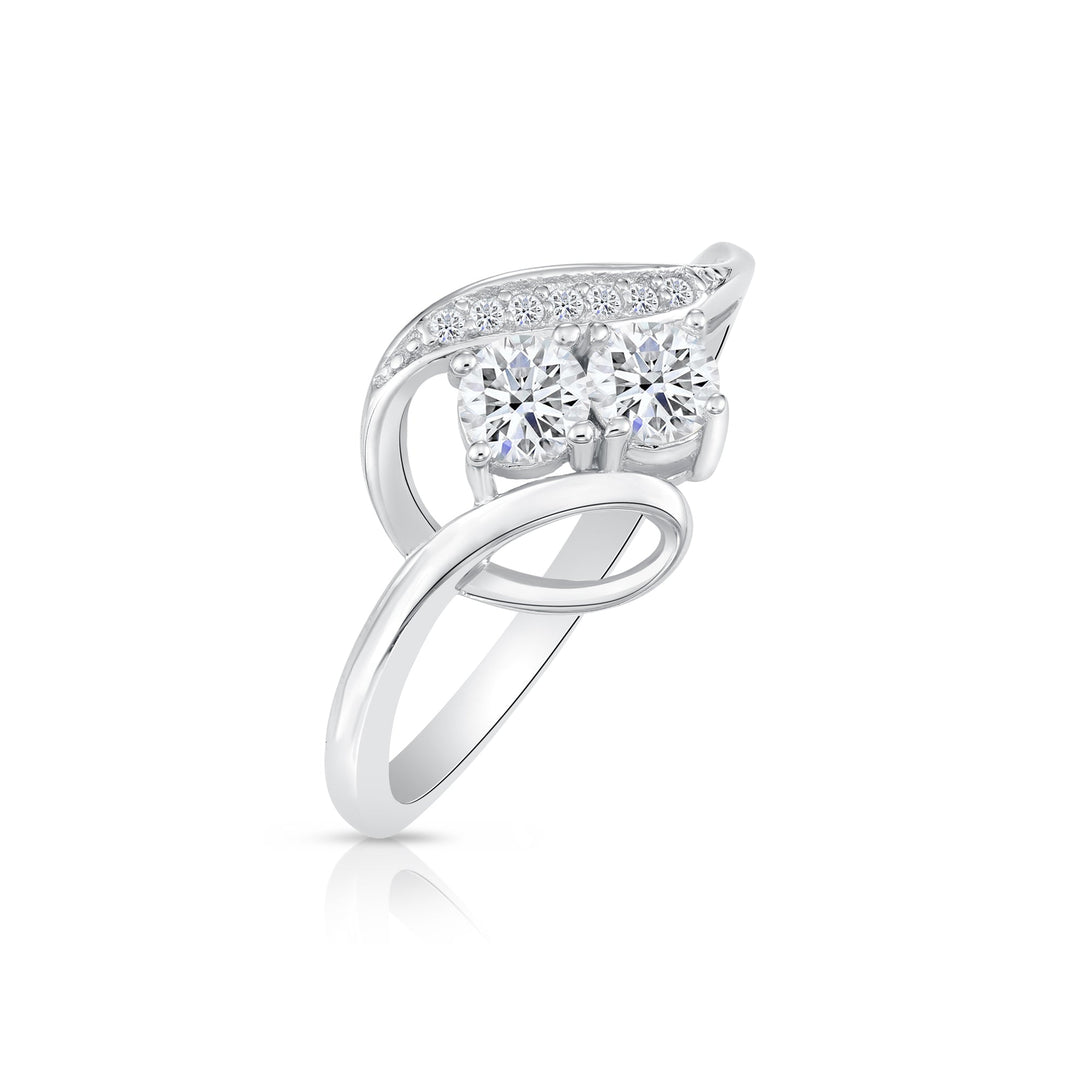 925 Sterling Silver Two Stone Cubic Zirconia Engagement Ring