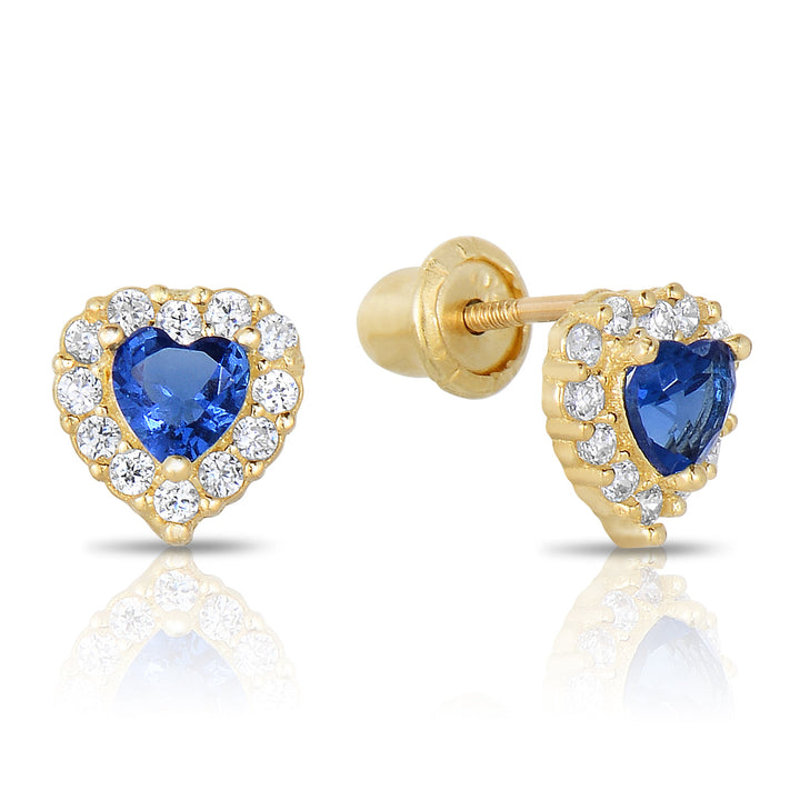 GP5000 14k Yellow Gold Cubic Zirconia Heart Birthstone Stud Earring S90