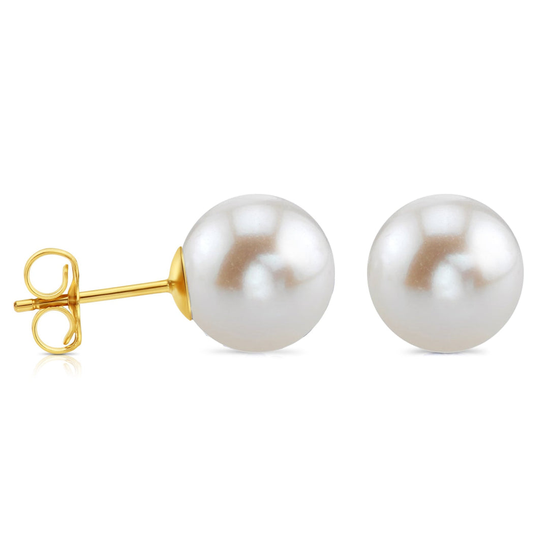 14K Yellow Gold Freshwater Cultured Pearl Stud Earring Pushback
