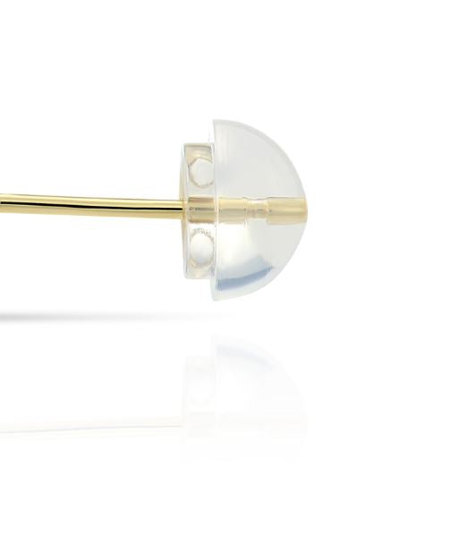 14K Yellow Gold Square Cubic Zirconia Stud Earrings - Silicon Backs