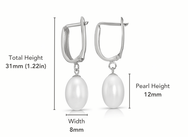 14K Gold Classic Dangle Freshwater Pearl Huggie Earrings