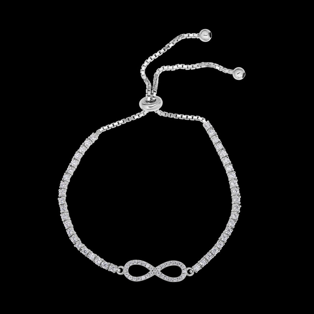 Sterling Silver Cubic Zirconia Adjustable Bracelet