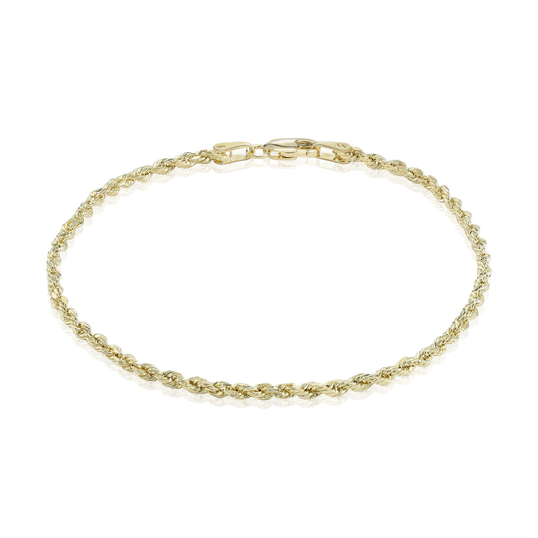 Lightweight 14K Yellow Gold Rope Chain and Bracelet