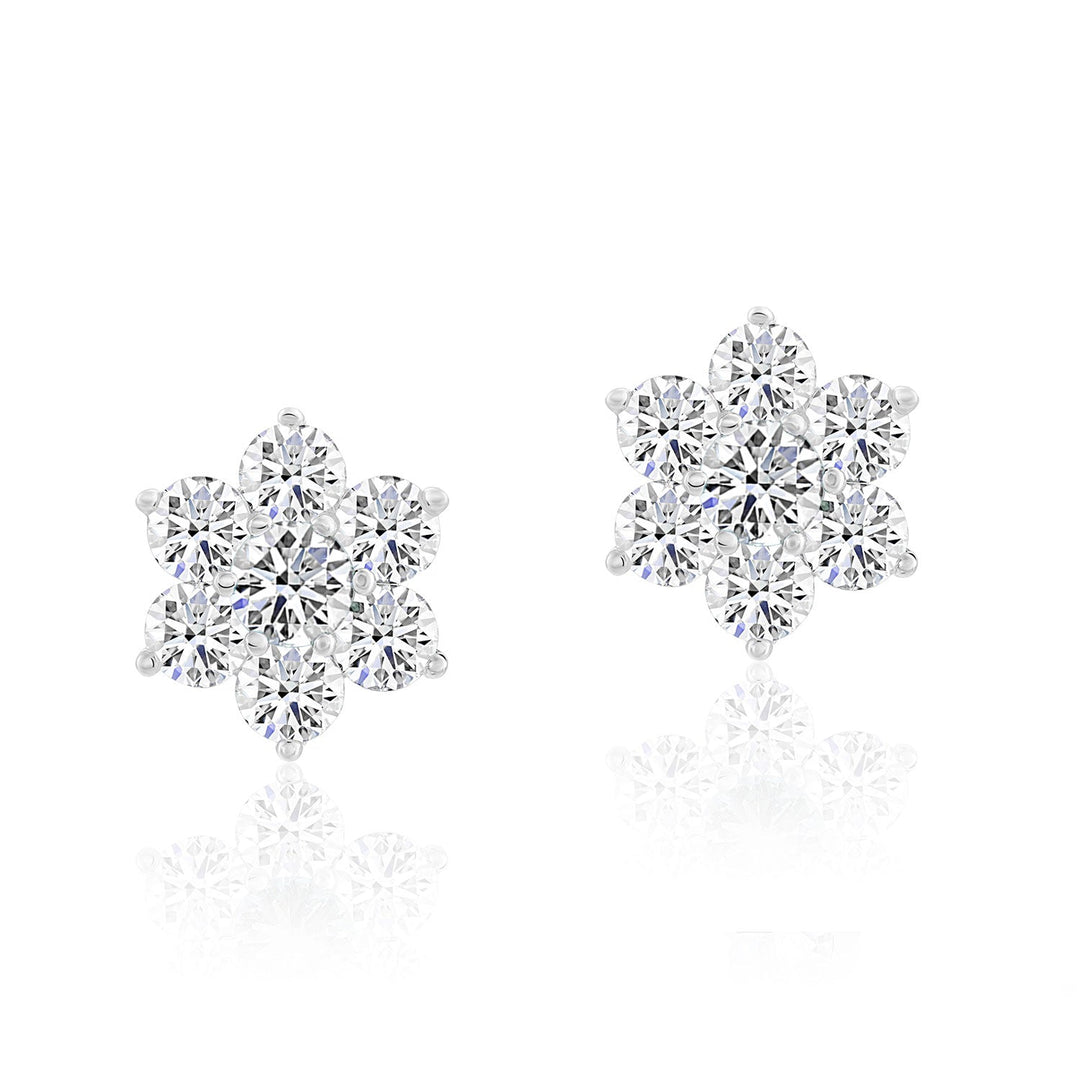 Sterling Silver Cubic Zirconia Birthstone Flower Stud Earrings NYE9201