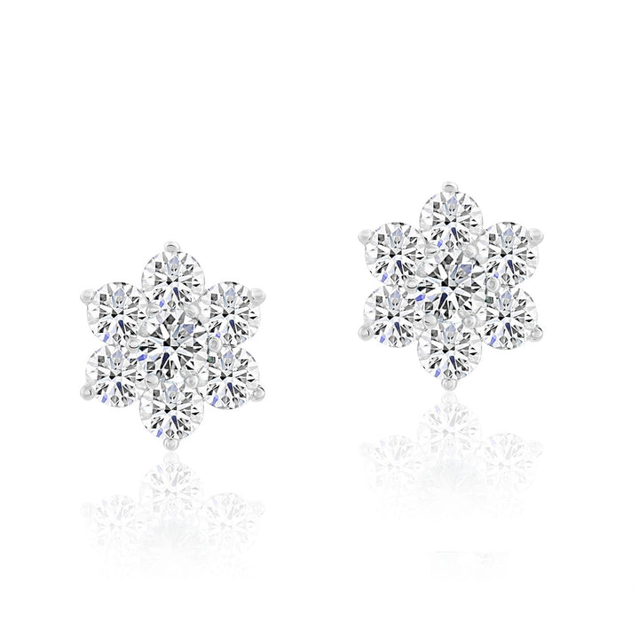 Sterling Silver Cubic Zirconia Birthstone Flower Stud Earrings NYE9201
