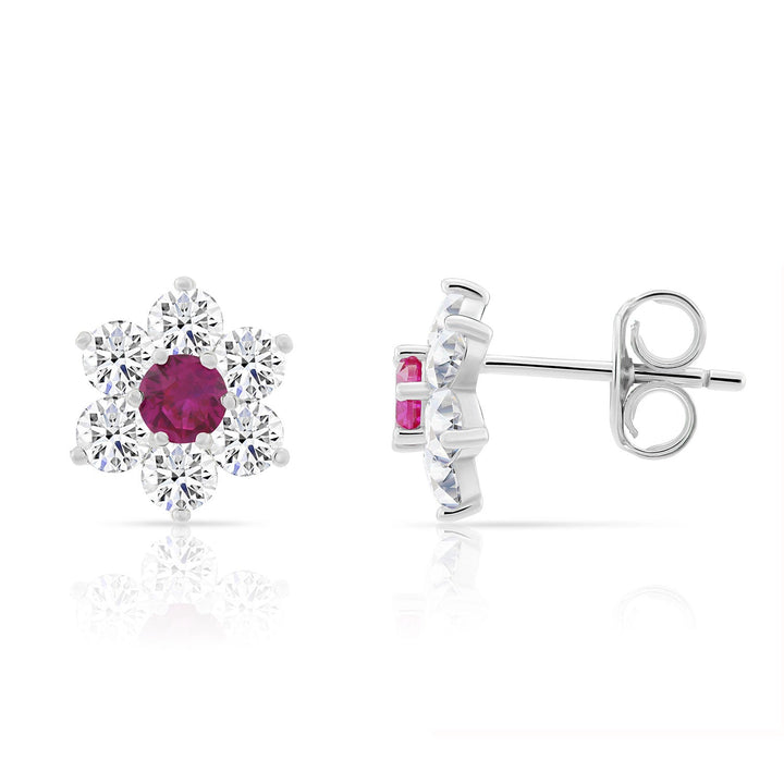 Sterling Silver Cubic Zirconia Birthstone Flower Stud Earrings NYE9201