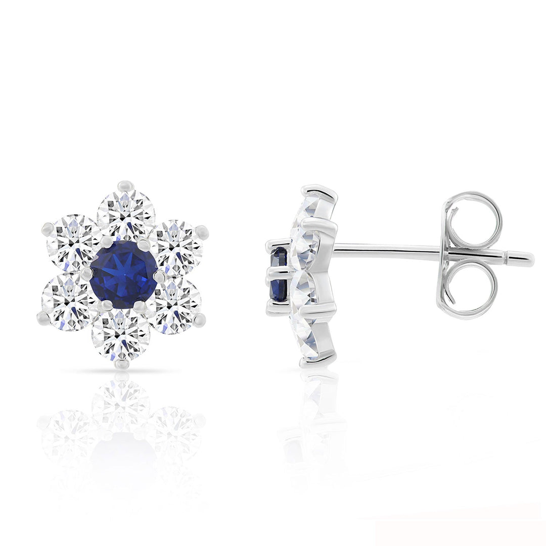 Sterling Silver Cubic Zirconia Birthstone Flower Stud Earrings NYE9201