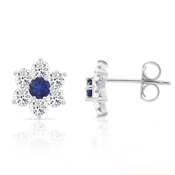 Sterling Silver Cubic Zirconia Birthstone Flower Stud Earrings NYE9201