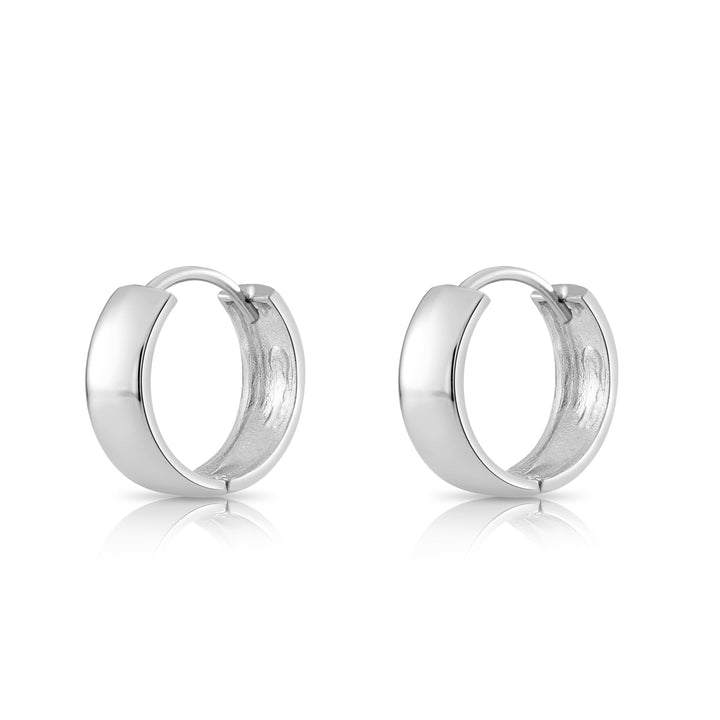 925 Sterling Silver Classic Wide Huggie Hoops Earrings